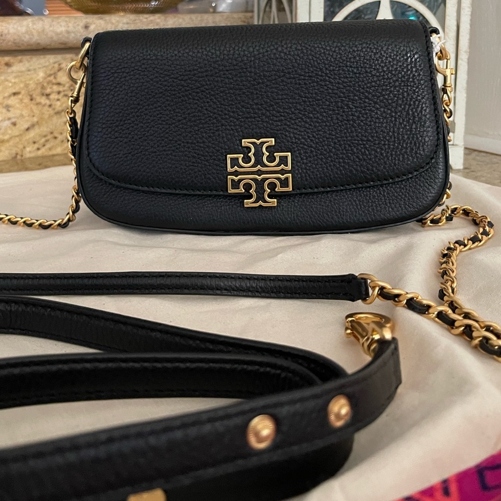 New Tory Burch Britten Convertible Crossbody Bag With Gold Hardware - Picture 1 of 11